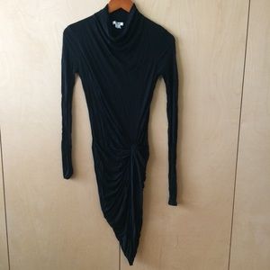 Helmut Lang sz P Black drape dress long sleeve